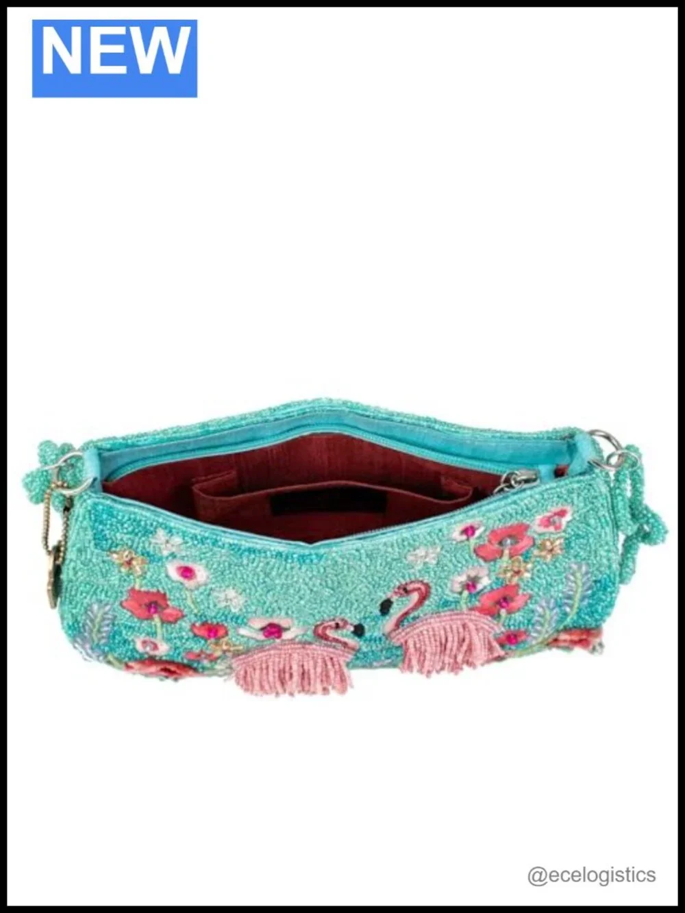 Beaded Crossbody Clutch Handbag with Convertible Chain Strap